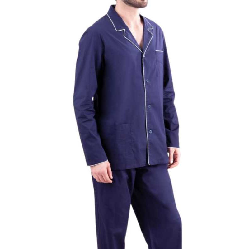 pyjama long homme boutonné Eminence bleu