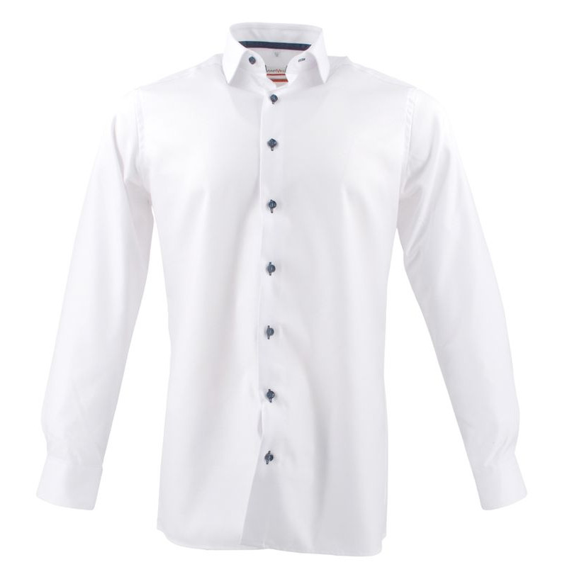 chemise blanche boutons bleu Marvelis