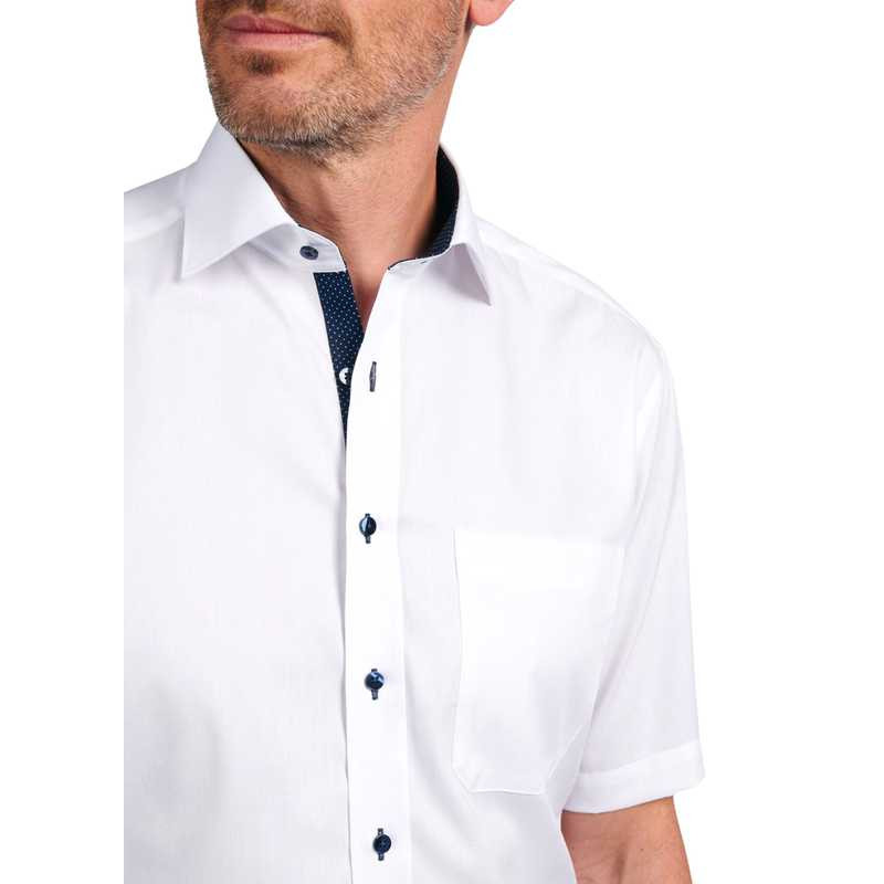 chemise homme blanche boutons bleus Eterna