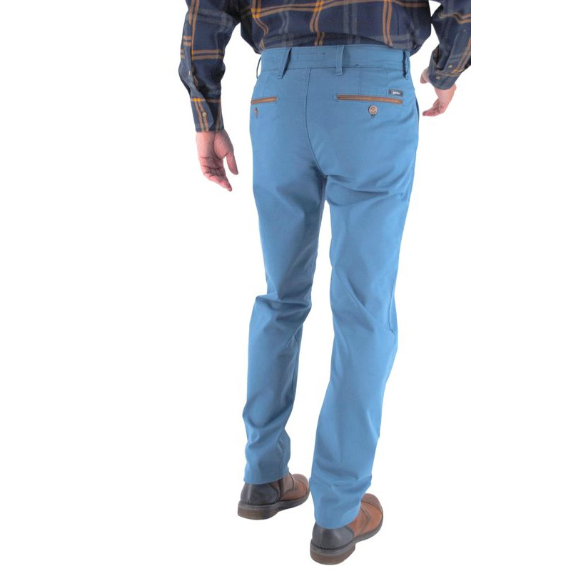 Pantalons Homme, Pantalon chino bleu clair en coton stretch