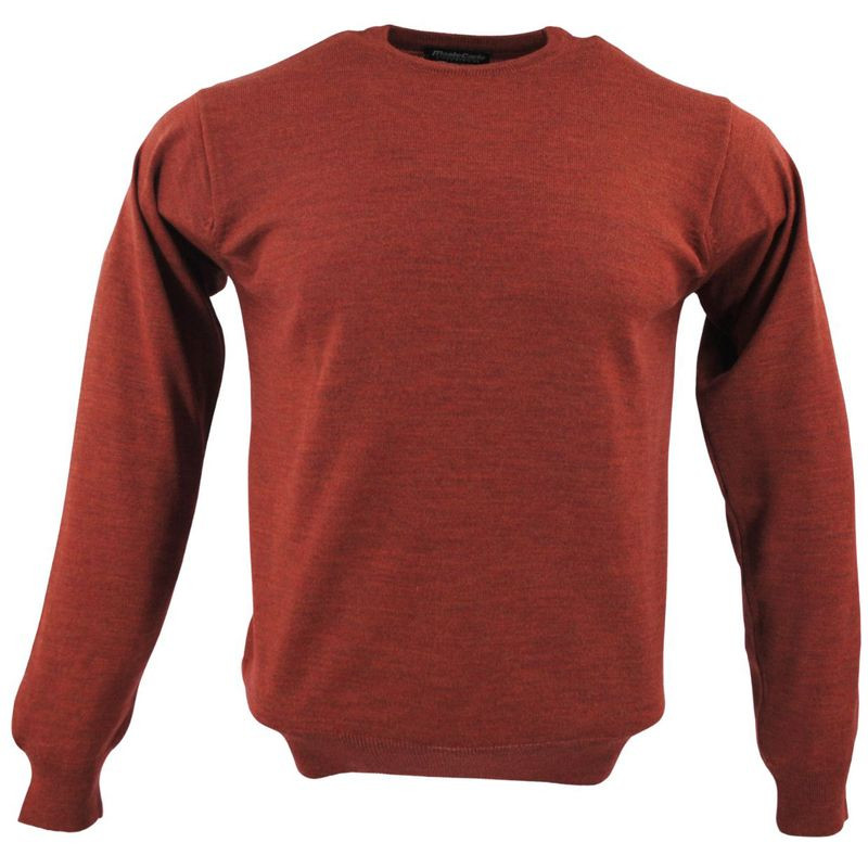Pull homme col rond couleur rouille Monte Carlo.