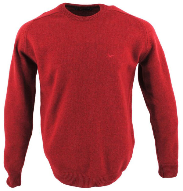Pull EWM Homme En Coton Rouge - Taille S, Col Rond, Manches Longues, Look Basique
