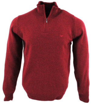 pull laine BEST GUEST col zip chiné rouge/bordeaux 82760bg