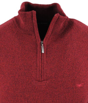 pull laine BEST GUEST col zip chiné rouge/bordeaux 82760bg