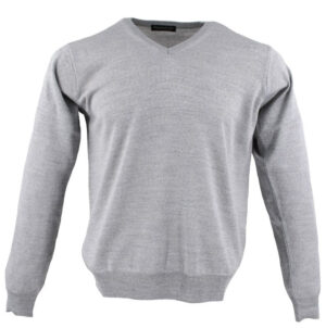 pull col V MONTE CARLO laine fine gris clair 4021mc