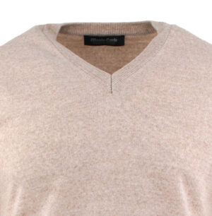 pull col V MONTE CARLO laine fine beige 4021mc
