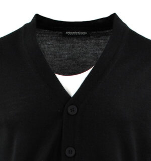 gilet homme boutonné MONTE CARLO laine fine noir 4028mc