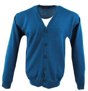 gilet homme boutonné MONTE CARLO laine fine bleu pétrole 4028mc