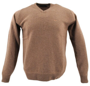 pull homme BEST GUEST col V 80% laine café au lait 702bg