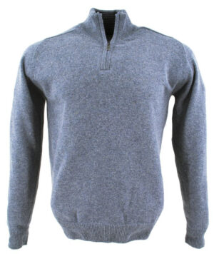 pull homme BEST GUEST zip col montant 80% laine bleu gris 703bg