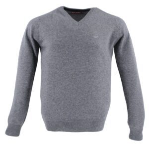 pull homme BEST GUEST col V 80% laine gris moyen 702bg