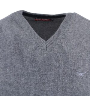 pull homme BEST GUEST col V 80% laine gris moyen 702bg