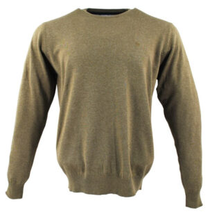 Pull homme ras du cou REDMOND 500rd en coton vert marronné