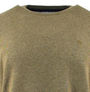 Pull homme ras du cou REDMOND 500rd en coton vert marronné