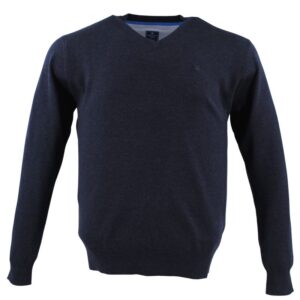 Pull homme col V REDMOND en coton marine 600rd