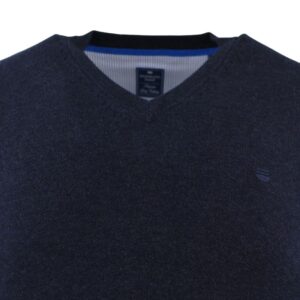 Pull homme col V REDMOND en coton marine 600rd