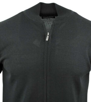 gilet zippé homme MONTE CARLO laine fine noir 4029mc
