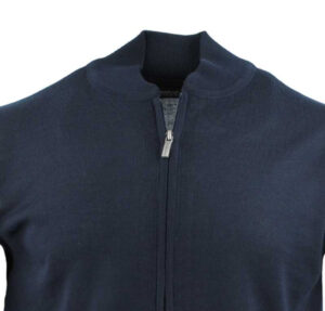 gilet homme zippé MONTE CARLO laine fine marine 4029mc