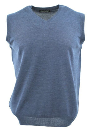 pull sans manches col V MONTE CARLO laine bleu jean 4026mc