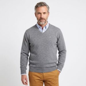 pull homme col V BEST GUEST gris régular JULIEN