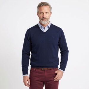 pull col V BEST GUEST régular marine JULIEN