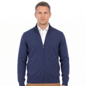 gilet 80% laine zip BEST GUEST bleu jean 223740bg