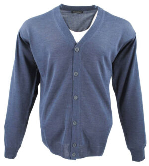 gilet boutonné laine MONTE CARLO bleu jean 4028mc