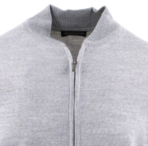 gilet zip homme MONTE CARLO laine fine grise 4029mc