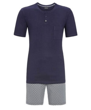 Pyjama court homme col tunisien RINGELLA marine