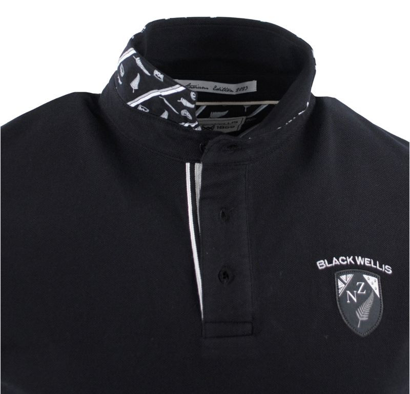 polo rugby noir New Zeland BLACK WELLIS Homm Gars