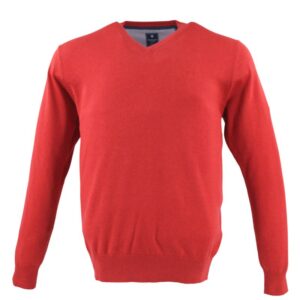 Pull coton col V rouge REDMOND 600rd