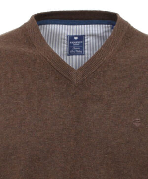 Pull coton col V marron REDMOND 600rd