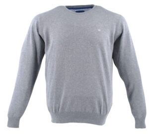 Pull homme gris en coton et ras du cou REDMOND 500rd