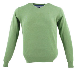 Pull vert gazon coton col V REDMOND 600rd