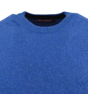 pull homme BEST GUEST col rond 80% laine bleu azur 701bg