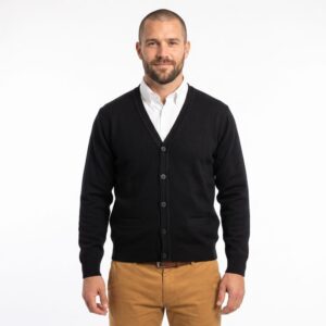 Cardigan homme boutonné noir BEST GUEST 4084bg