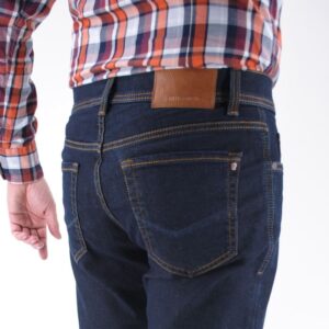 Pantalon jean homme bleu brut avec surpiqûres PIERRE CARDIN 8105ca