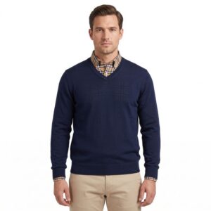pull homme col V BEST GUEST marine clair 314V