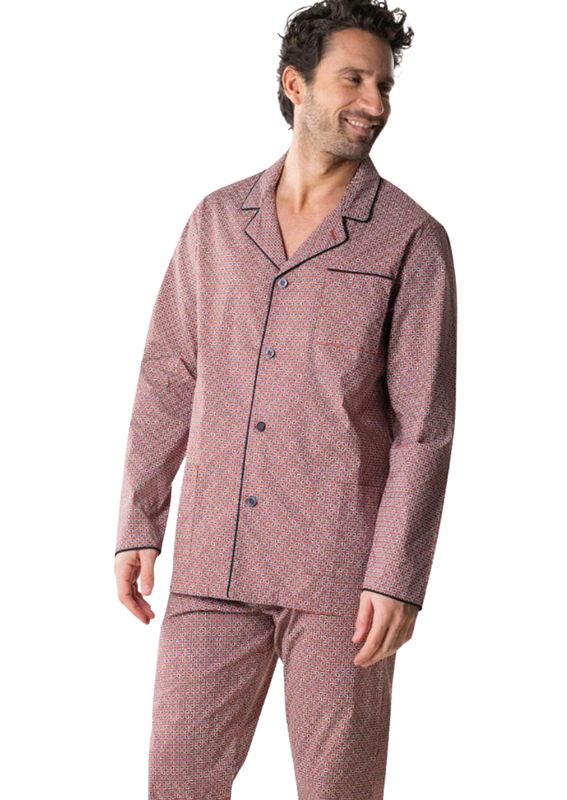 Pyjama veste boutonnee EMINENCE terracotta 7V26 Homm Gars