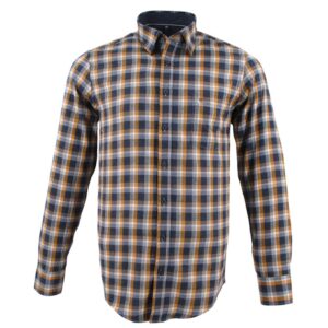 Chemise flanelle CASAMODA carreaux ocres et bleus casual fit