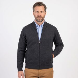 gilet homme en laine zip anthracite BEST GUEST 6206C