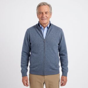 gilet 80% laine zip BEST GUEST gris bleuté 223740bg