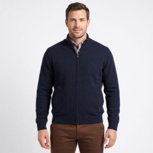 gilet 80% laine zip BEST GUEST marine 223740bg