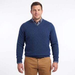 pull homme BEST GUEST col V 80% laine bleu foncé 702bg