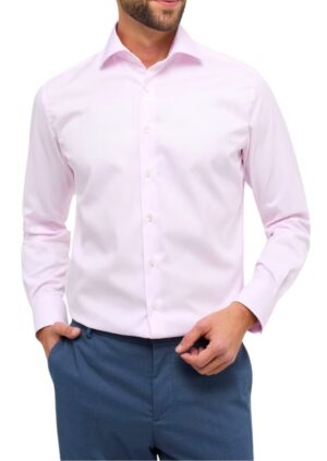 Chemise sans repassage coton opaque rose Eterna 8817etm