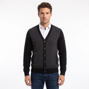 Gilet boutonné MONTE CARLO noir et gris