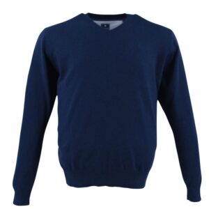 Pull col V REDMOND en coton bleu 600rd