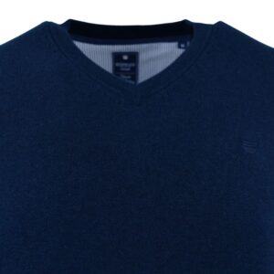 Pull col V REDMOND en coton bleu 600rd