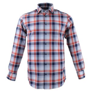 Chemise homme ETERNA carreaux orange et bleu