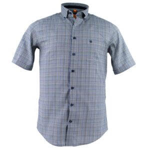 Chemise manches courtes REDMOND petits carreaux bleus et verts